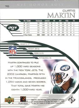 2003 Upper Deck Honor Roll - Silver #70 Curtis Martin Back