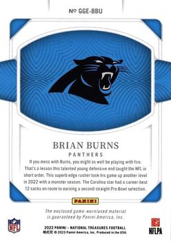 2022 Panini National Treasures - NFL Game Gear Super Prime #GGE-BBU Brian Burns Back