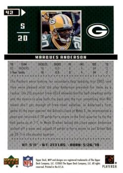 2003 Upper Deck MVP - Silver #42 Marques Anderson Back