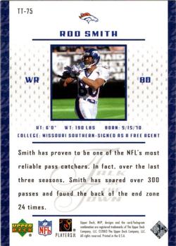 2003 Upper Deck MVP - Talk of the Town #TT-75 Rod Smith Back