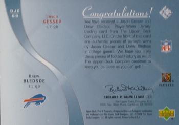2003 Upper Deck Pros & Prospects - Game Day Jersey Duals #DJC-GB Jason Gesser / Drew Bledsoe Back