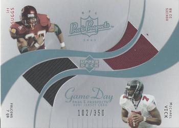 2003 Upper Deck Pros & Prospects - Game Day Jersey Duals #DJC-SV Lee Suggs / Michael Vick Front