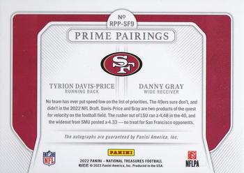 2022 Panini National Treasures - Rookie Prime Pairings #RPP-SF9 Tyrion Davis-Price / Danny Gray Back