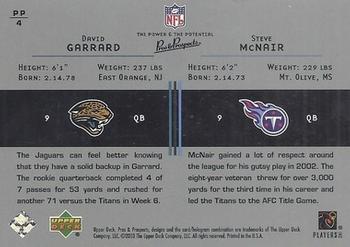 2003 Upper Deck Pros & Prospects - The Power and the Potential #PP4 David Garrard / Steve McNair Back