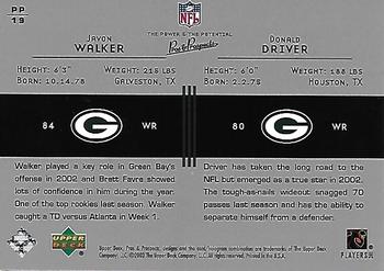 2003 Upper Deck Pros & Prospects - The Power and the Potential #PP19 Javon Walker / Donald Driver Back