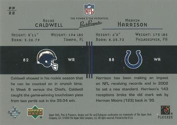 2003 Upper Deck Pros & Prospects - The Power and the Potential #PP22 Reche Caldwell / Marvin Harrison Back