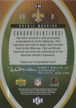 2003 Upper Deck Standing O - Signatures #SI-AM Archie Manning Back