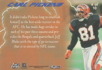 1996 SkyBox Premium - Thunder and Lightning #6 Carl Pickens Back