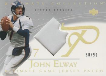 2003 Upper Deck Ultimate Collection - Ultimate Game Jersey Patches #GJP-JE John Elway Front