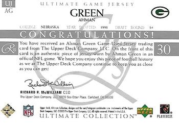 2003 Upper Deck Ultimate Collection - Ultimate Game Jerseys #UJAG Ahman Green Back