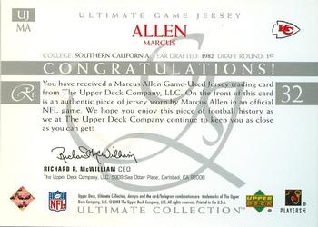 2003 Upper Deck Ultimate Collection - Ultimate Game Jerseys #UJMA Marcus Allen Back