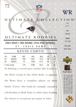 2003 Upper Deck Ultimate Collection - Gold #72 Kevin Curtis Back