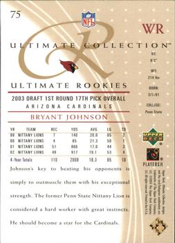 2003 Upper Deck Ultimate Collection - Gold #75 Bryant Johnson Back