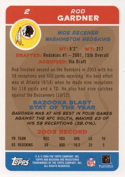 2004 Bazooka - Gold #2 Rod Gardner Back
