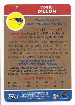 2004 Bazooka - Gold #7 Corey Dillon Back