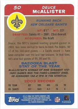 2004 Bazooka - Gold #50 Deuce McAllister Back