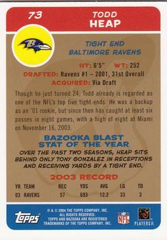 2004 Bazooka - Gold #73 Todd Heap Back