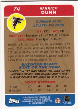 2004 Bazooka - Gold #74 Warrick Dunn Back
