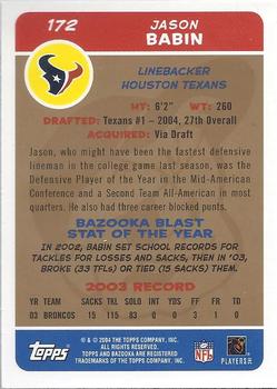 2004 Bazooka - Gold #172 Jason Babin Back