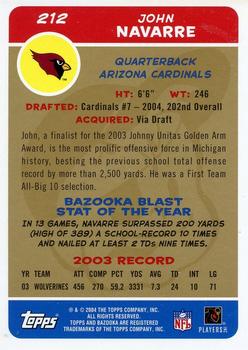 2004 Bazooka - Gold #212 John Navarre Back