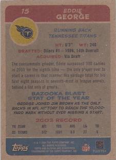 2004 Bazooka - Minis #15 Eddie George Back