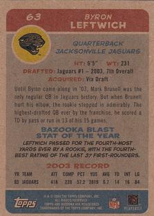 2004 Bazooka - Minis #63 Byron Leftwich Back