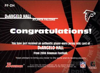 2004 Bowman - Fabric of the Future #FF-DH DeAngelo Hall Back
