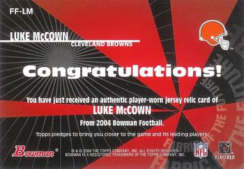 2004 Bowman - Fabric of the Future #FF-LM Luke McCown Back