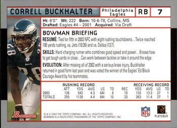 2004 Bowman - First Edition #7 Correll Buckhalter Back