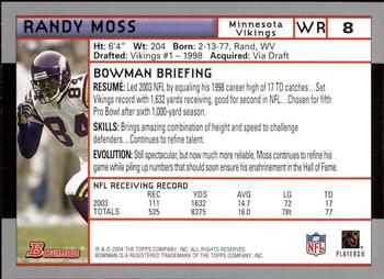 2004 Bowman - First Edition #8 Randy Moss Back