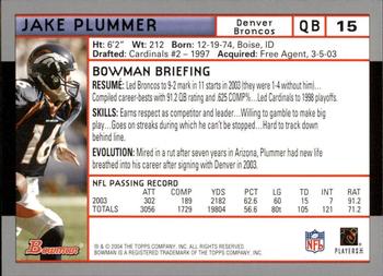 2004 Bowman - First Edition #15 Jake Plummer Back