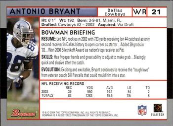 2004 Bowman - First Edition #21 Antonio Bryant Back