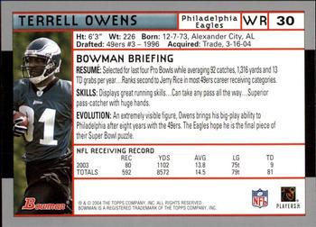 2004 Bowman - First Edition #30 Terrell Owens Back
