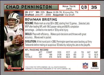 2004 Bowman - First Edition #35 Chad Pennington Back