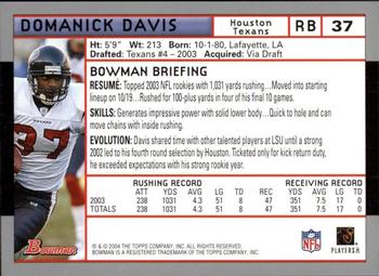 2004 Bowman - First Edition #37 Domanick Davis Back