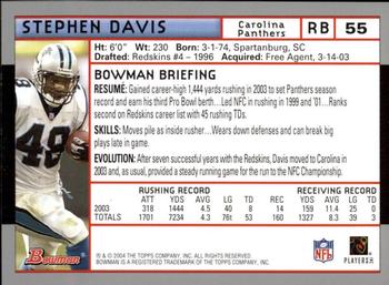 2004 Bowman - First Edition #55 Stephen Davis Back