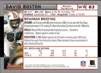 2004 Bowman - First Edition #63 David Boston Back