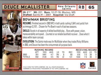 2004 Bowman - First Edition #65 Deuce McAllister Back