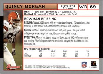 2004 Bowman - First Edition #69 Quincy Morgan Back