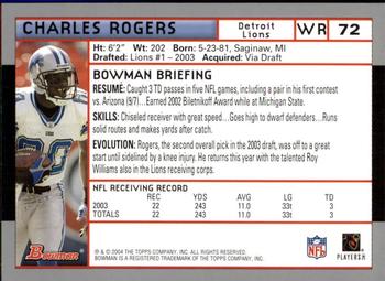2004 Bowman - First Edition #72 Charles Rogers Back