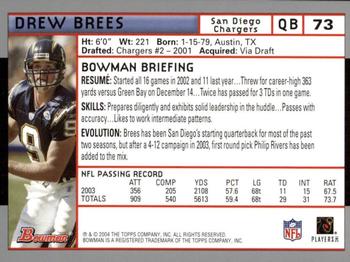 2004 Bowman - First Edition #73 Drew Brees Back