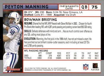 2004 Bowman - First Edition #75 Peyton Manning Back
