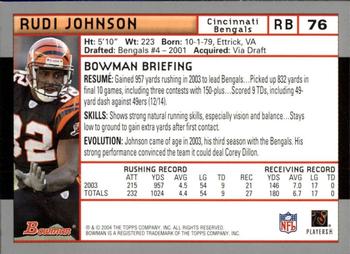 2004 Bowman - First Edition #76 Rudi Johnson Back