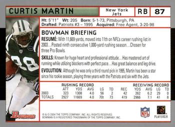 2004 Bowman - First Edition #87 Curtis Martin Back