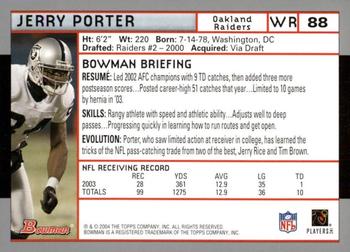 2004 Bowman - First Edition #88 Jerry Porter Back