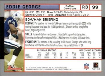 2004 Bowman - First Edition #99 Eddie George Back