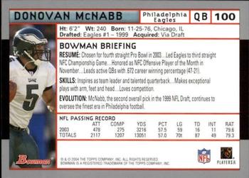2004 Bowman - First Edition #100 Donovan McNabb Back