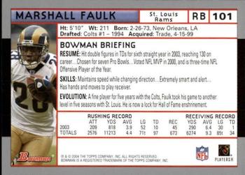 2004 Bowman - First Edition #101 Marshall Faulk Back