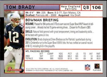 2004 Bowman - First Edition #106 Tom Brady Back