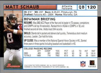 2004 Bowman - First Edition #120 Matt Schaub Back